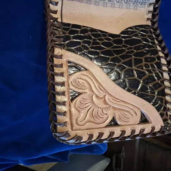 Handcrafted Tooled Western Leather Wallet bifold Cowboy Floral