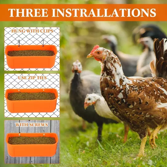 Vesici 4 Pack Chicken Goat Hanging Fence Feeder with Clips for Orange 