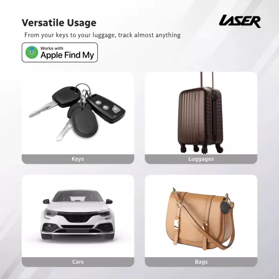 Laser Mini Smart Tag Bluetooth Tracker with Apple Find My (White)