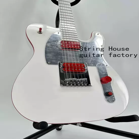 Gloss White Solid Body TELE Custom Electric Guitar Basswood Body Maple Fretboard