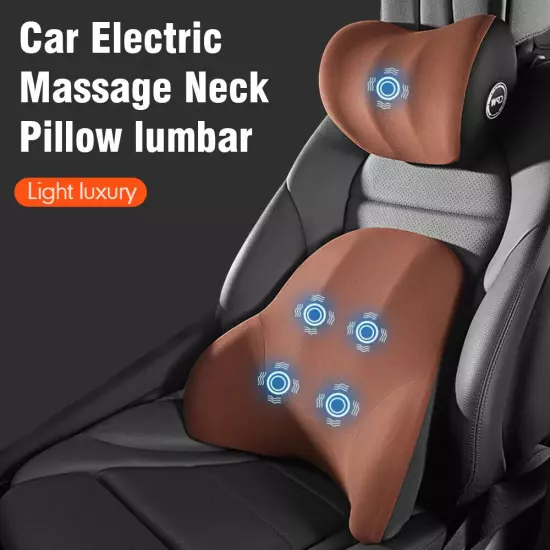 Car Electric Massage Neck Pillow Cushion Headrest Support Lumbar Back Cushion