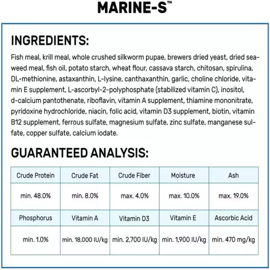 Marine-S Pellets Fish Food for Smaller Marine Fish