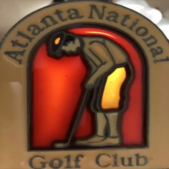 Vintage Atlanta National Club Golf Bag Tag Stain glass