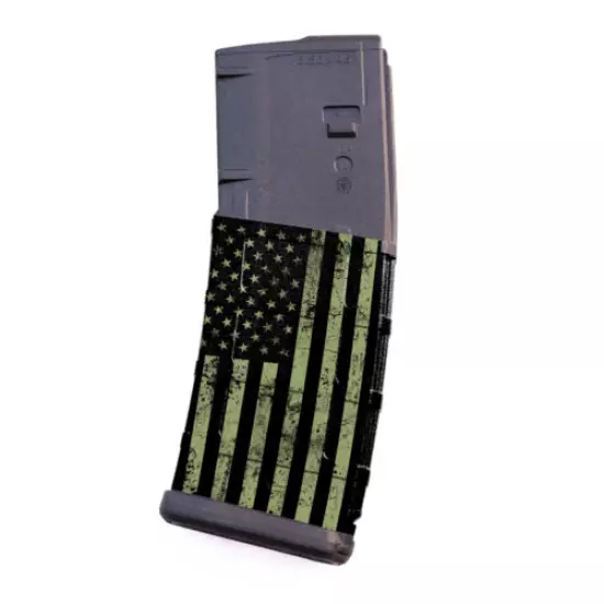 Magazine Wrap SUBDUED GRUNGE GREEN FLAG AR vinyl Skin 5.56 Airsoft ARM30-1024