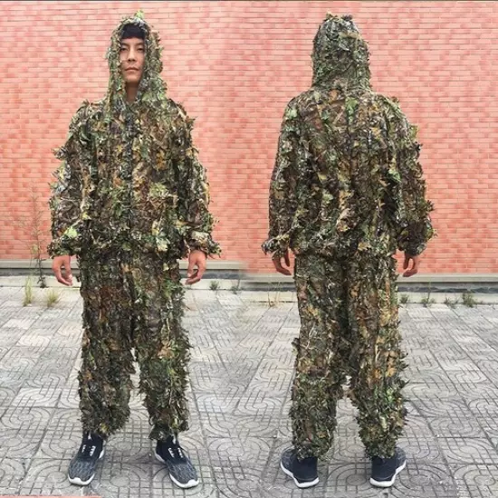 Outdoor Ghillie Suit Camouflage Clothes Jungle Suit Training Leaves Hunting Suit