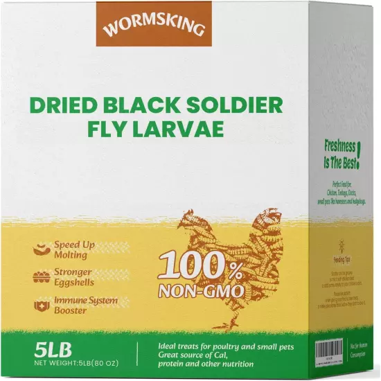 5LB Dried Black Soldier Fly Larvae, More Calcium than Dried Mealworms