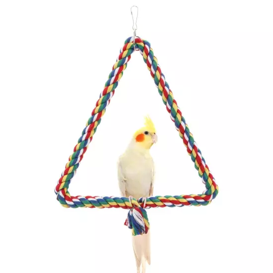 Birds Rope Triangle Perch Adjustable Parrot Cage Stand Chewing Swing Toy Rope...