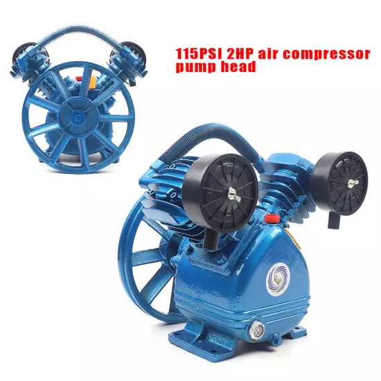 2 Piston Air Compressor Head Pump V Style Twin Cylinder Single Stage 2HP 115PSI