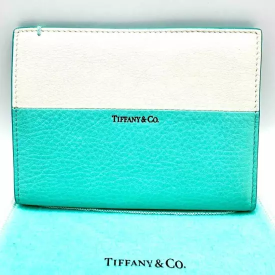 Tiffany & Co Italy White + Blue Leather Passport Cover Used