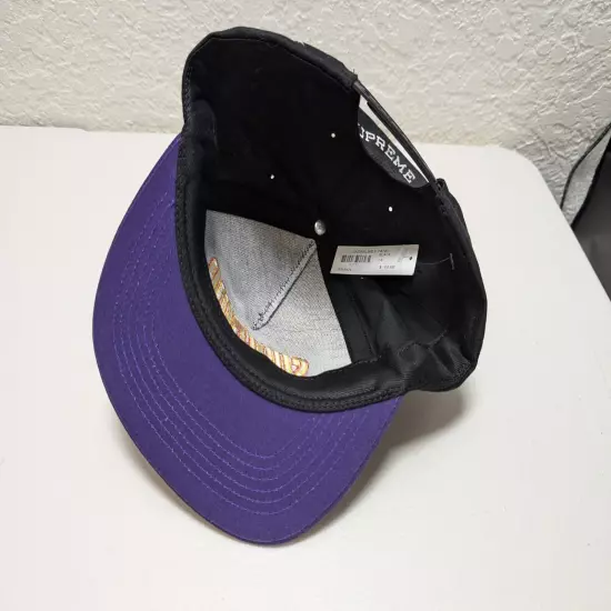 SUPREME New York Underline 5 Panel Hat Black Purple Snapback NEW 