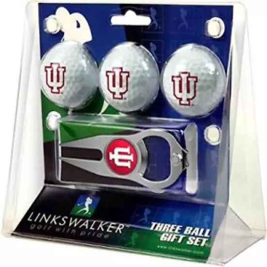 IU Indiana Hoosiers Hat Trick Divot Tool & Logo Golf Balls Gift Set