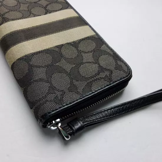 Coach Signature Dempsey Large Zip Around Phone Wallet Wristlet 