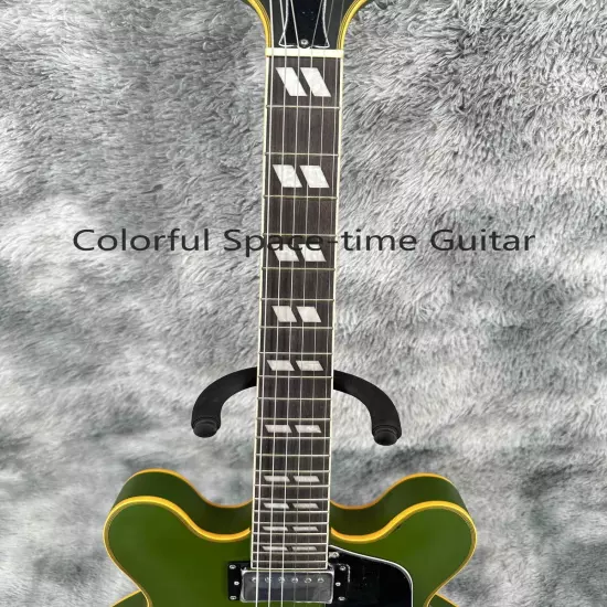 Custom Green Semi-Hollow ES-335 Electric Guitar Maple Body Black Pickguard