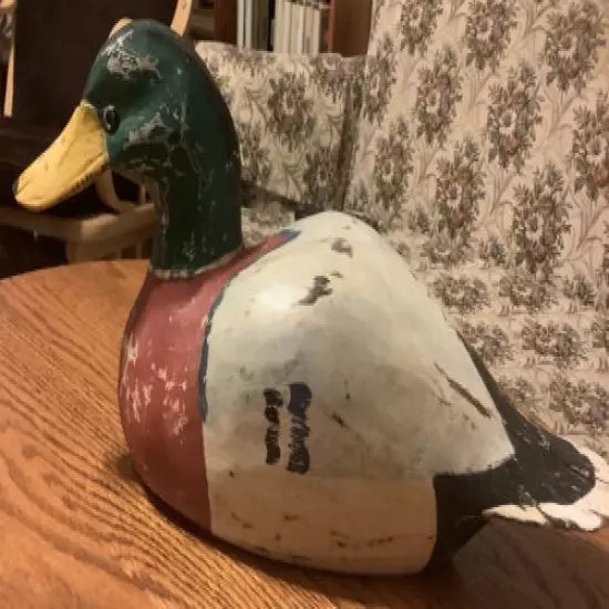 Vintage Wooden Mallard Duck Decoy 14” Long, 7” High & 5” Wide Check Photos