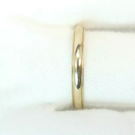 14k Yellow Gold Milgrain Men's 4mm Band Ring Size 10 3/4"