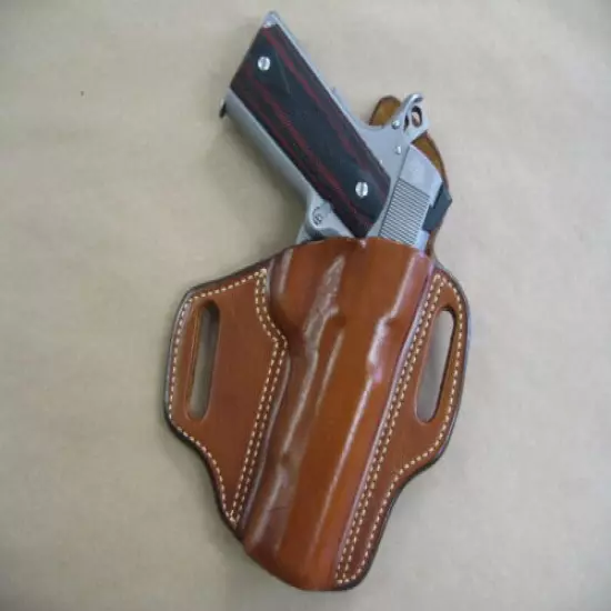 Cimarron 5 " 1911 A1 OWB Leather 2 Slot Molded Pancake Belt Holster CCW TAN RH