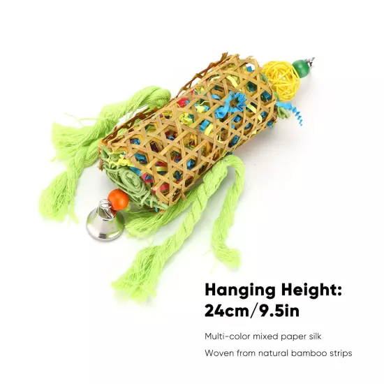 Bamboo Woven Bird Bite Toy Chew Training Paper Silk Cotton Rope Bird Hanging AD5