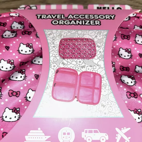 New Pink Hello Kitty Faces Travel Accessory Zippered Organizer 8”x5.5”