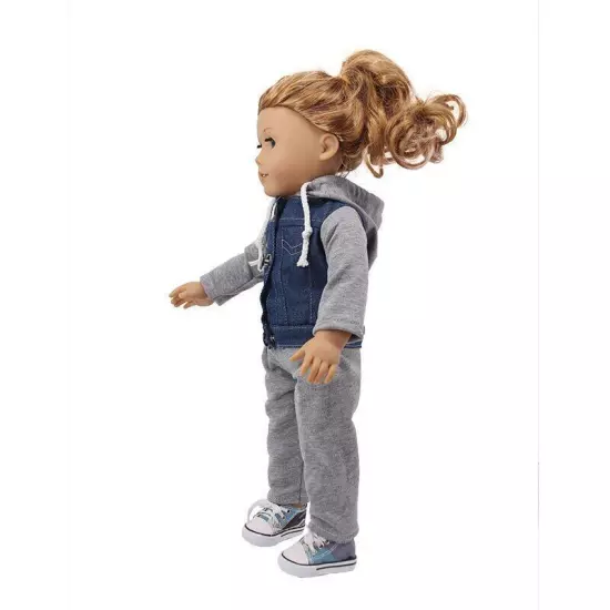 Grey Blue Fashion Clothes Set Fit 18in American Boy Doll Girl Doll Outfit Pants