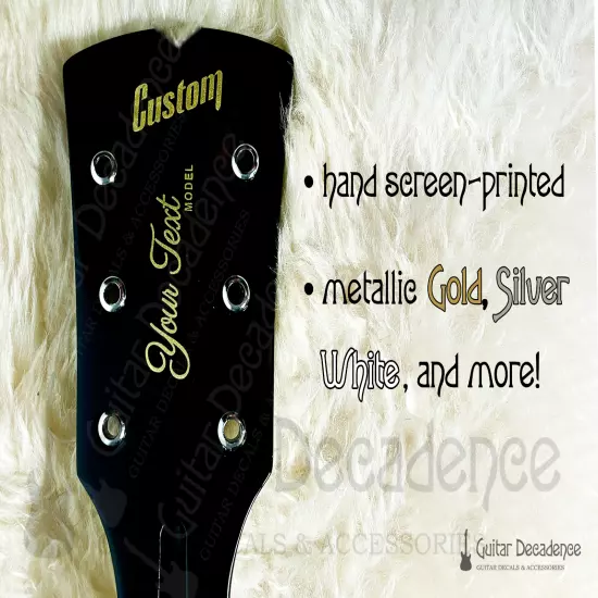 Custom Metallic Screen Printed Guitar Headstock Waterslide Decals 3x3 Headstocks