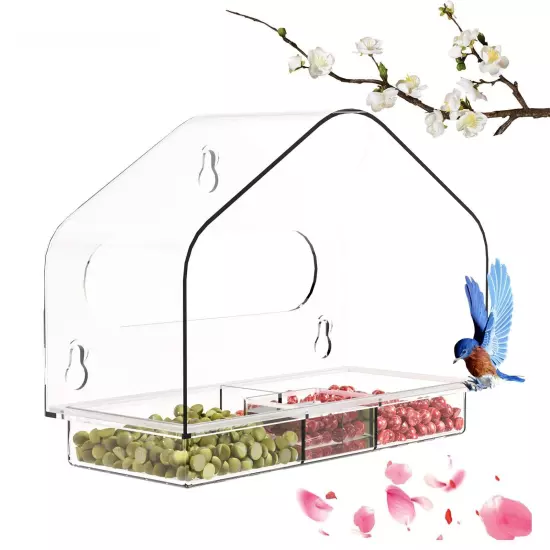 Parrot Clear Acrylic Bird Cage Food Isolation Design Suction Bird Feeder Feeding