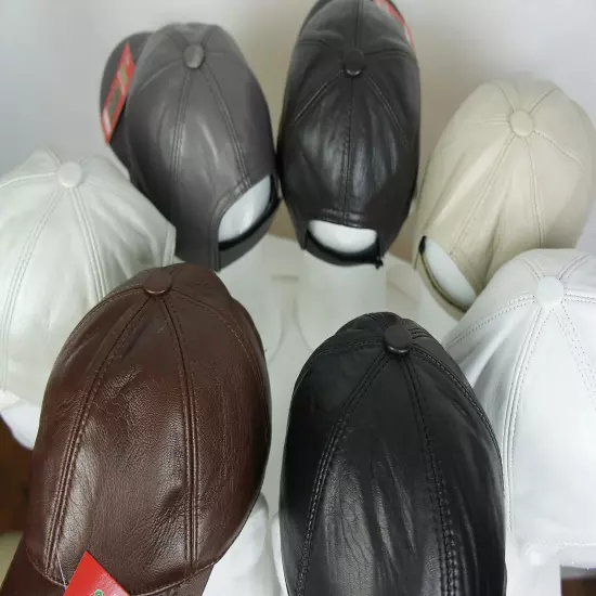 New 100% Genuine Real Lambskin Leather Baseball Cap Hat Trucker Sports Visor