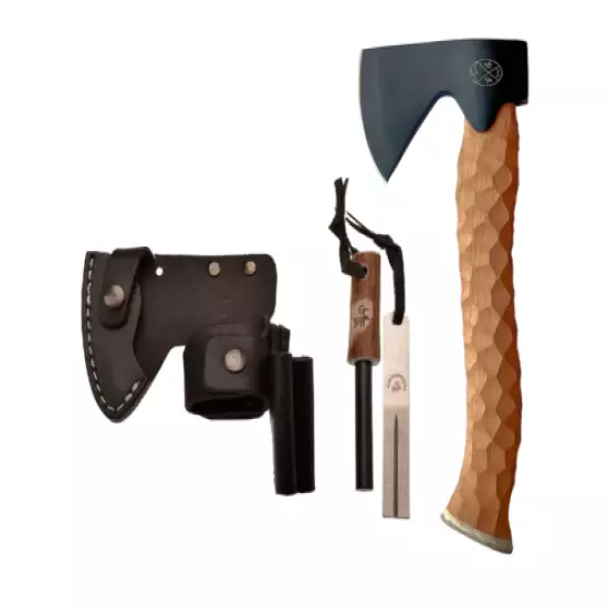 Karesuando Kniven Bushcraft Set Black 5Cr15MoV Steel Axe Head Beech Wood Handle 