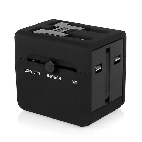 Universal Travel Adapter World Wide Use Multi Plug Charger UK EU AU US USB Ports