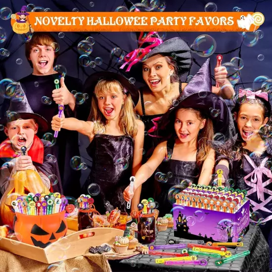 HINZER 80 Pack Halloween Party Favors Mini Bubble Wands Toys Gift... 