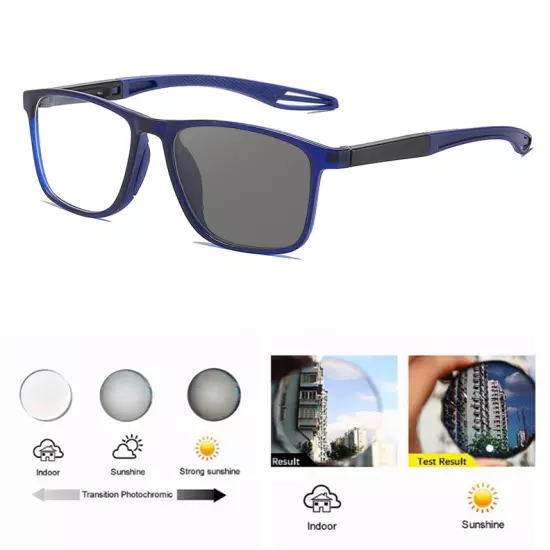 Classic Photochromic Myopia Glasses For Men Women Square Nearsighted Sunglasses