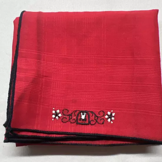 CLASSIC PLAIN VTG RED HANDKERCHIEF STRIPED ART COTTON POCKET SQUARE