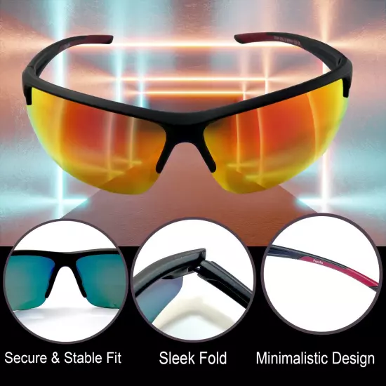 Clearance Sports Sunglasses for Men UV Protection, Retro Sunglasses, Wrap Around