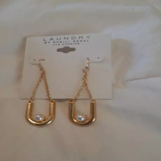 Laundry By Shelli Segal Earrings Hooped With Faux Pearl. Nwt