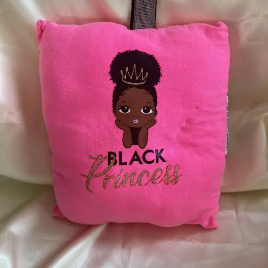 Black Princess Two Pack Travel pillows. Pink (9.5x8) And Blue Jean (7.5x8).