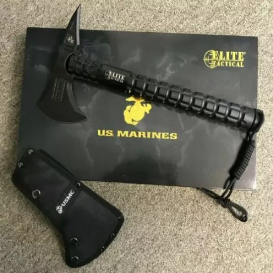 USMC MARINES Elite Tactical Axe Survival Tomahawk in original box Great Gift