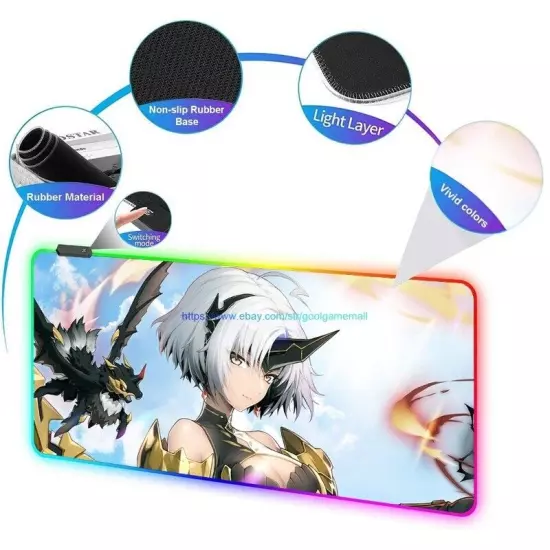 Epic Seven 7 Sexy Anime Girls Large RGB Gaming Mouse Pad Keyboard Play Table Mat