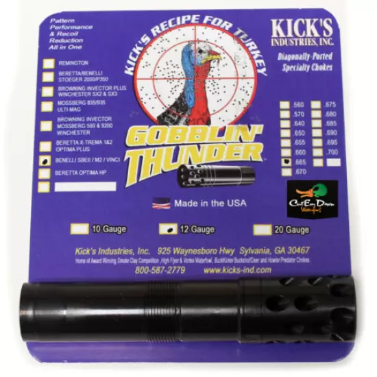 KICKS GOBBLIN THUNDER PORTED TURKEY CHOKE TUBE 12 GA BENELLI SBE II CRIO M2 .665