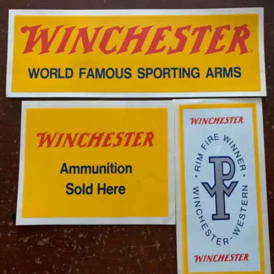 3 Original Vintage Winchester Dealer Window Decals