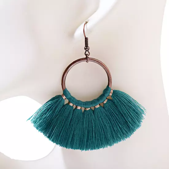 Fashion Women Bohemian Earrings Long Tassel Fringe Drop Dangle Ear Stud Jewelry