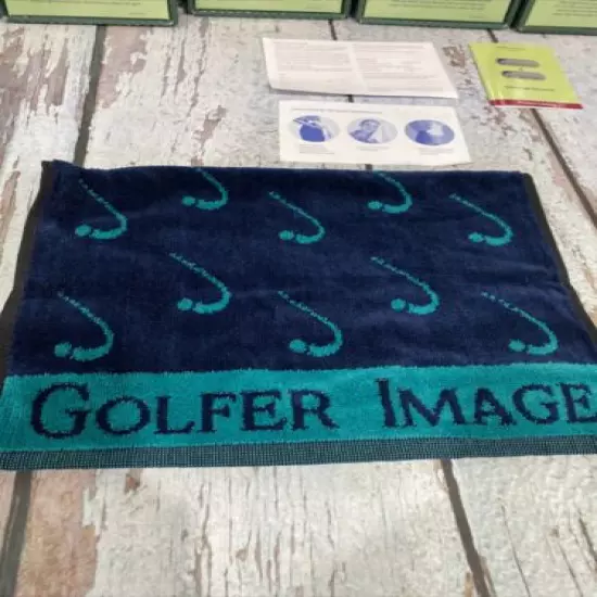 90’s The Sweat Towel Retriever Golf Image 20”x12” Towel Blue Green Lot Of 12 NWT