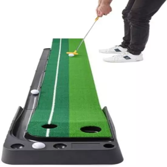 Indoor Golf Putting Green Portable Mat with Auto Ball Return Mini Golf Practice