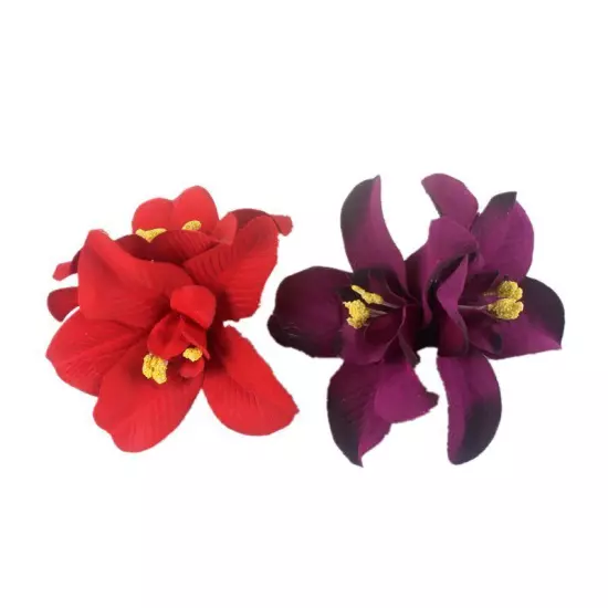 Orchid Flower Hair Clip Slide Grip Wedding Bridesmaid Prom Ball Vintage Pin 