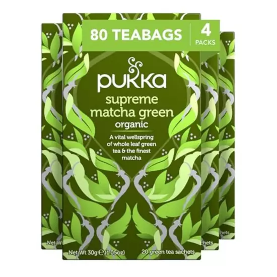 4 Pack Herbs Supreme Matcha Green Organic Herbal Tea, Energizing Infusion 20ct