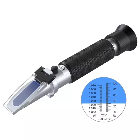 Salinity Refractometer Saltwater Aquarium for Seawater Pool Tank Marine Fishk...