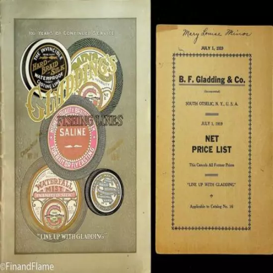 Vintage #24 1923 Gladding Antique Fishing Line Catalog 1919 Price List SJE349