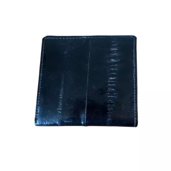 “Deerskin TM” Eel Skin Men’s Tri-fold Wallet Black Vintage 