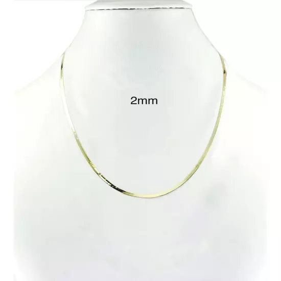 14k Solid Yellow Gold 2mm-6mm Herringbone Chain Necklace Size 16-24 Inch