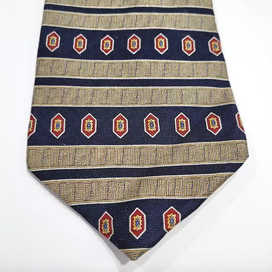 Geoffrey Beene Classics NY Striped All Business Handsome Dark Blue SILK Necktie