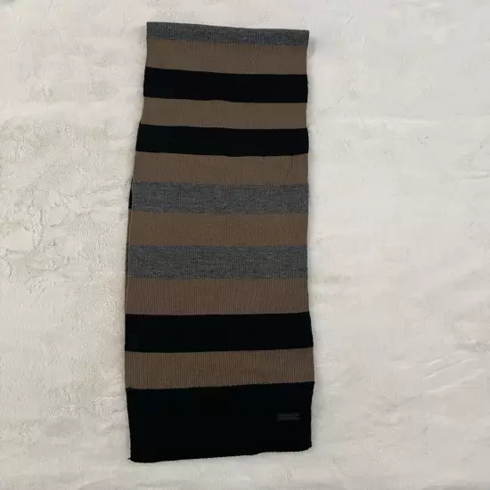 Levi’s Scarf Men's One Size Black Gray & Brown Stripe Breathable