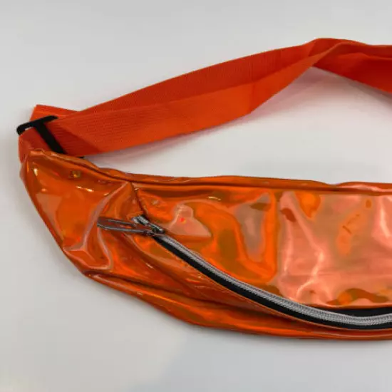 Fannie Pack Waist Bag - Neon Iridescent Orange, Adjustable Strap, Zipper Closure